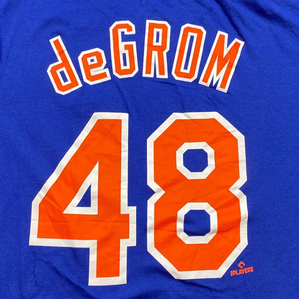 Nike New York Mets TShirt Sz L Mens Blue Sportswear Jacob deGrom 48 MLB Baseball